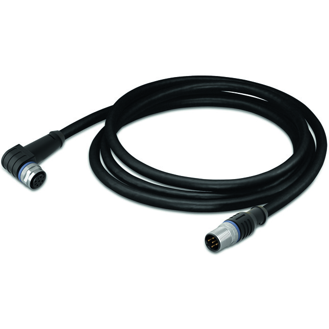 WAGO-756-5403/060-020 Montajes de cables, otros Sensor/Actuator Cable, fitted on both ends, 5-Pole, M12 Socket, Angled, M12 Plug, Straight, 2 m