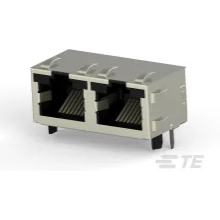 TE Connectivity-6116522-2 电话及电信连接器 Conn RJ-45 F 16 POS 1.02mm Solder RA Thru-Hole 16 Terminal 2 Port Cat 5 T/R