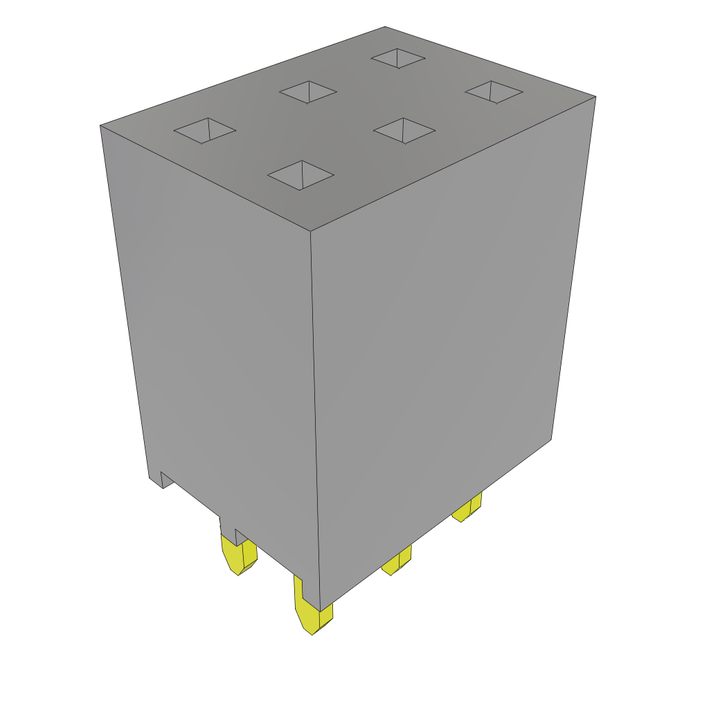 Samtec-SSW-102-01-L-T Cabezales del conector y receptáculos PCB Conn Socket Strip SKT 6 POS 2.54mm Solder ST Top Entry Thru-Hole Layer