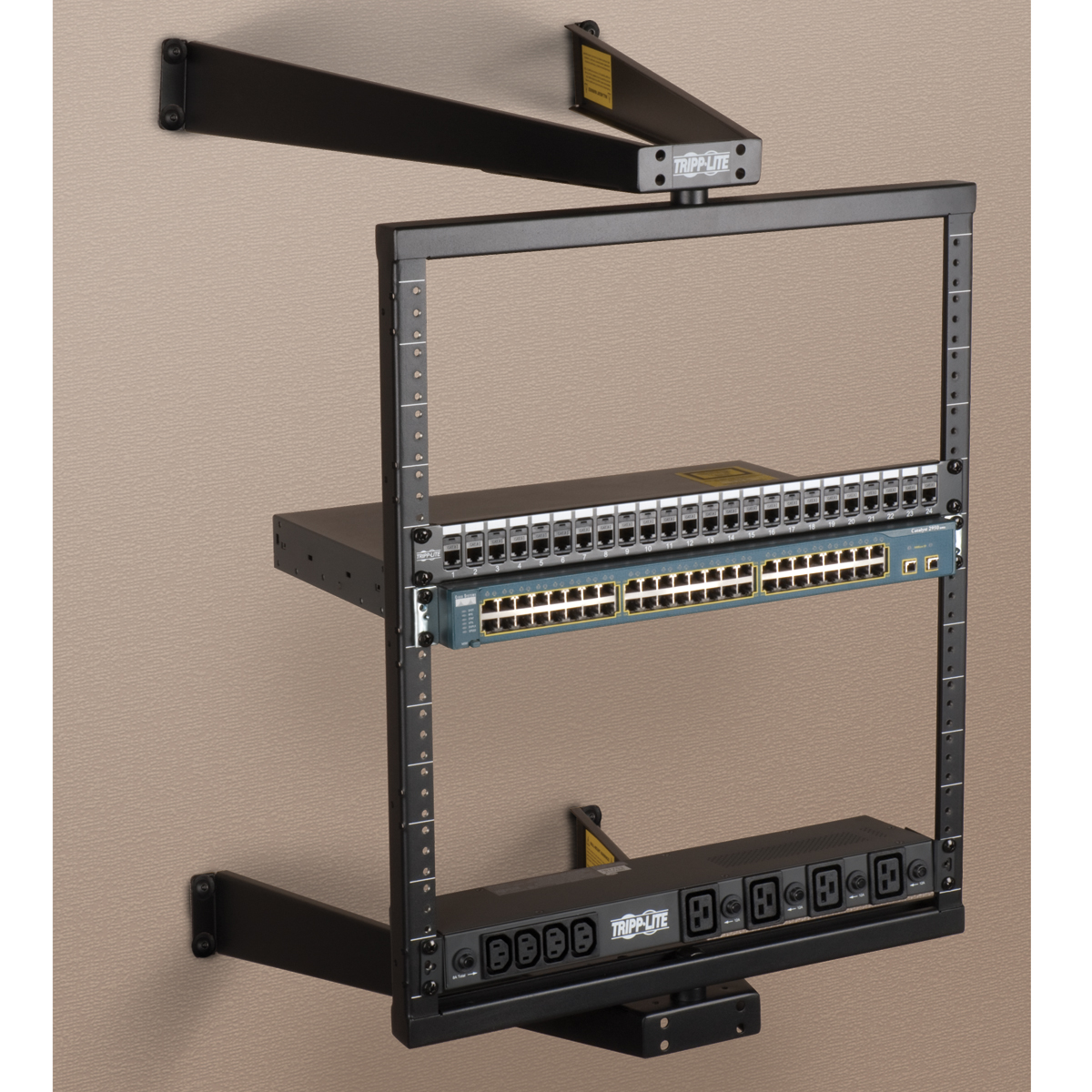 Eaton-SRWO12US  Black Steel Wall Mount 2-Post Open Frame Rack
