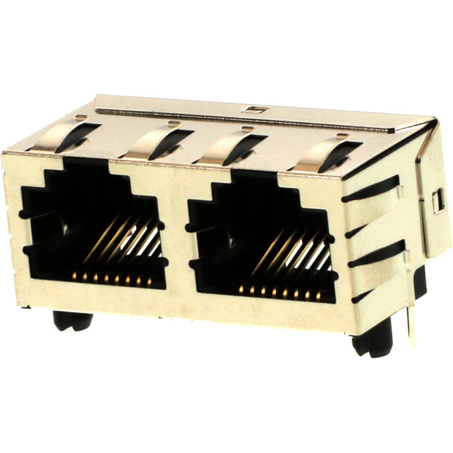 Molex-44248-0085 Raccordement téléphone et télécom Conn RJ-45 F 16 POS 1.02mm Solder RA Thru-Hole 16 Terminal 2 Port Cat 3 Tray