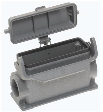 HARTING-19300240297 Schrumpfbalgenadapter Surface Mount Housing 90° 24B Shell Size Powder Die Cast Aluminum Single Lock Han®