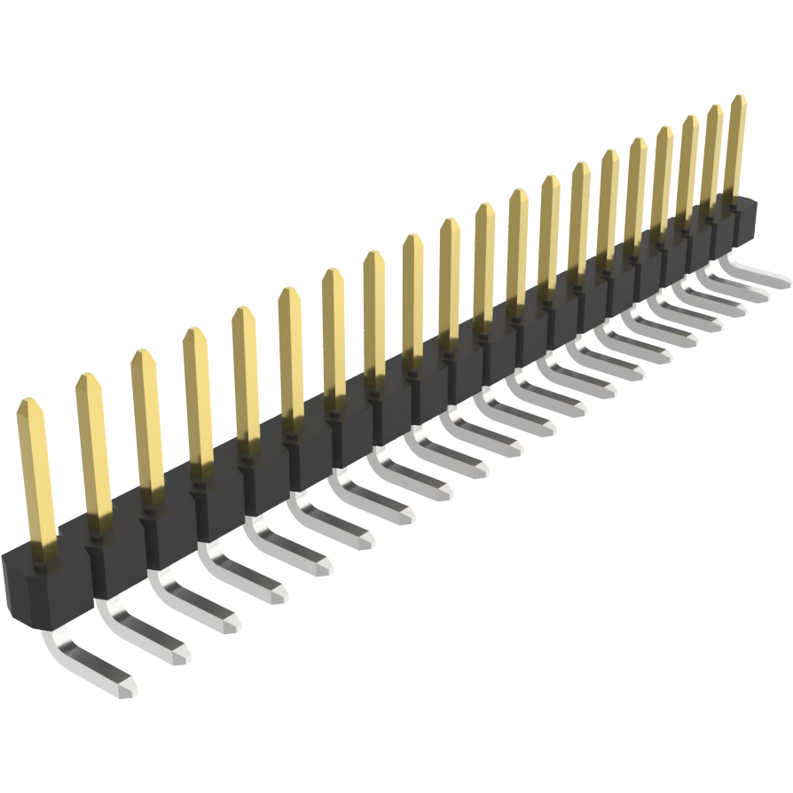 Amphenol Communications Solutions-68016-220HLF Piastre connettori e prese PCB BergStik®, Board to Board connector, Unshrouded Right Angle Header, Through Hole, Single Row, 20 Positions, 2.54 mm (0.100) Pitch