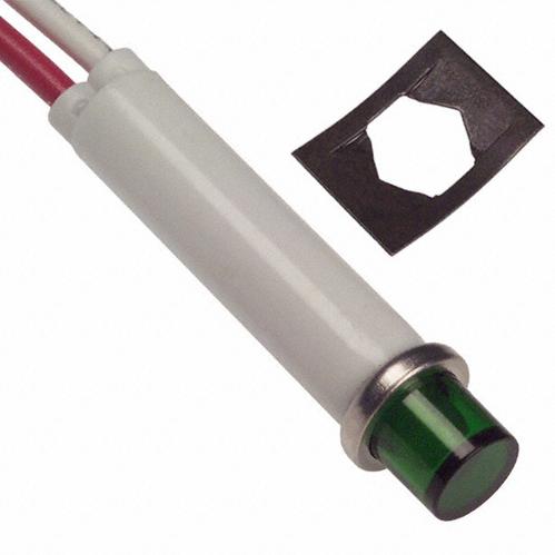 Visual Communications-2191L5-24V Panel Mount Indicators Panel Mount Indicator Round 0.31" LED 24V Wire Green