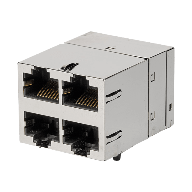 Bel Fuse-G53-48NV-010N Steckverbinder, Telefon und Telekommunikation Conn RJ-45 (4)F 32 POS 1.27mm Solder RA Thru-Hole 48 Terminal 4 Port