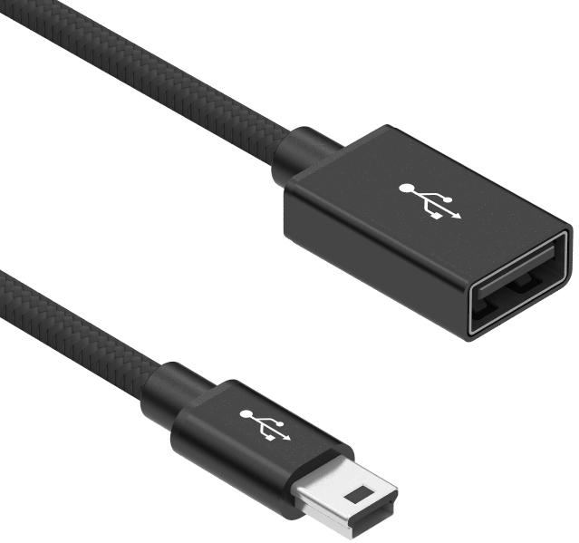 Tensility International-10-03394 Cable Assembly USB Cable Assembly 1m USB Type A to Mini USB Type B 4 to 5 POS PL-RCP 28AWG