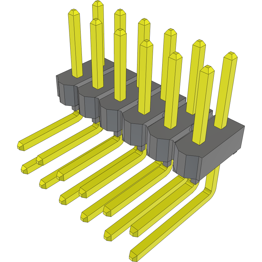 Samtec-TSW-106-22-G-D-RA 连接器插头及 PCB 插座 Conn Unshrouded Header HDR 12 POS 2.54mm Solder RA Side Entry Thru-Hole Bulk