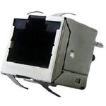 Low Profile Vertical RJ45, Through Hole Mount with LED, With Shield with no EMI Tabs, Gold Flash Plating