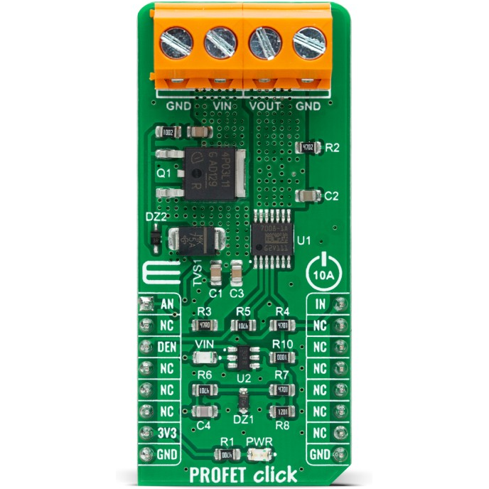 MikroElektronika-MIKROE-4817 Power Management Development Boards and Kits BTS7008-1EPA Current Limit Switch Click Board