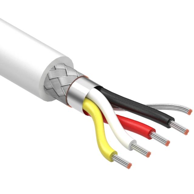 Tensility International-30-01032 Câble multiconducteur Multi-Conductor Cable Foil/Braid Polyvinyl Chloride 4Conductors 24AWG 5.5mm 300V White Polyvinyl Chloride
