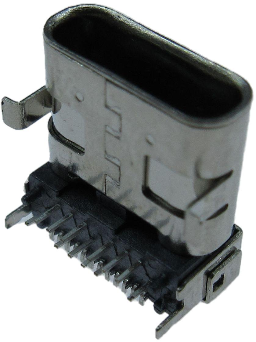 ADAM TECH-USB-C31-S-RA-CS1E-BK-T/R Connector USB Conn USB Type C RCP 24 POS 0.5mm/(0.65mm/0.8mm/0.4)mm Solder RA SMD/Thru-Hole 24 Terminal 1 Port T/R