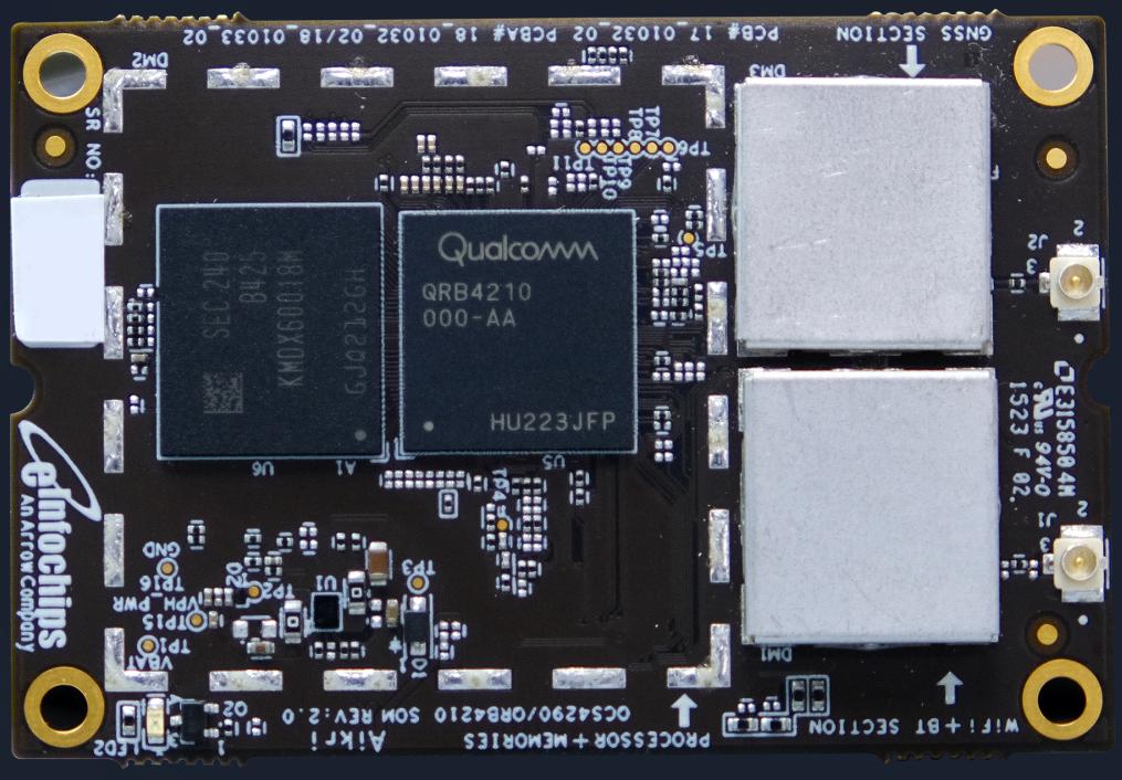 eInfochips Limited-Aikri-42X-10LS-3 Sistema su moduli - SOM QRB4210 processor, Linux OS, 3GB LPDDR4x, 32GB eMMC
