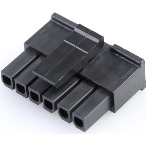 Molex-0436450608 Carcaza de cables discretos de conector Conn Housing RCP 6 POS 3mm Crimp ST Cable Mount Black Micro-Fit 3.0™ Bag