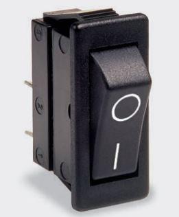 Bulgin Components PLC-C1520WABB-B Wippschalter Switch Rocker ON OFF ON SPDT Quick Connect Curved Rocker 16A 250VAC 24VDC 372.85VA