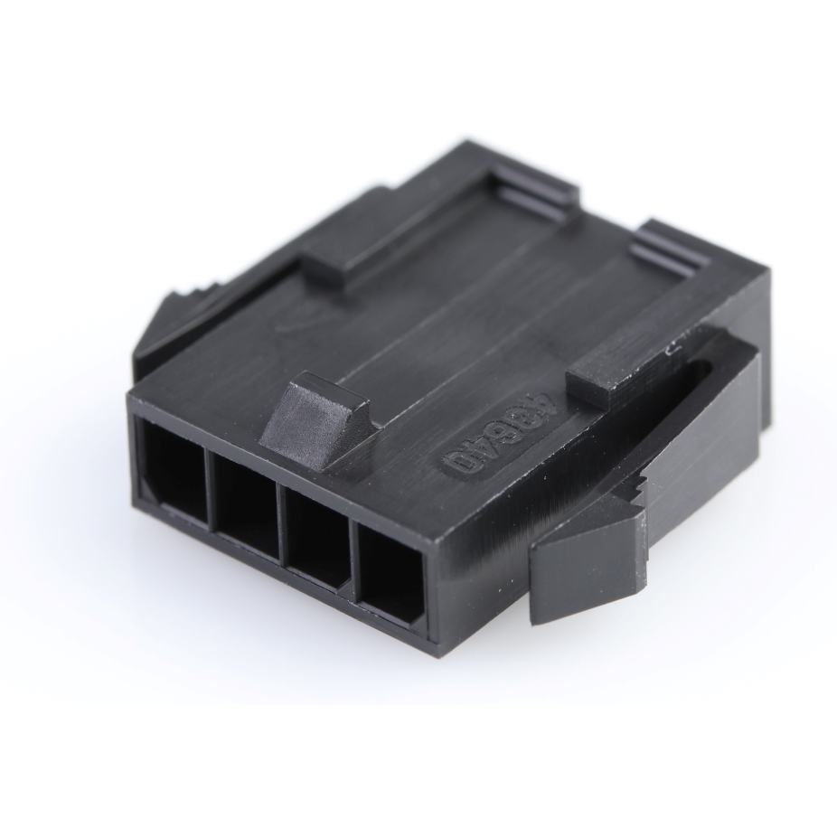 Molex-0436400400 Connector Discrete Wire Housing Conn Housing M 4Power POS 3mm Crimp ST Panel Mount Black Micro-Fit 3.0™ Bag