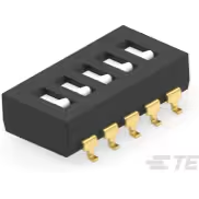 TE Connectivity-ADF05S04 Conmutador DIP Switch DIP OFF ON SPST 5 Flush Slide 0.1A 24VDC Gull Wing 2.54mm SMD T/R