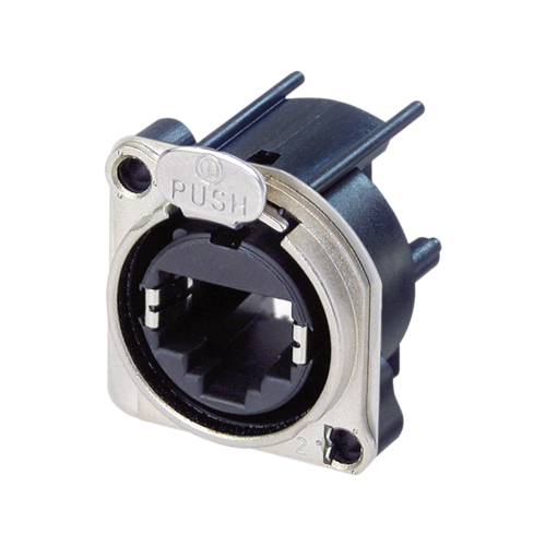 Neutrik Group-NE8FBH Connector Telephone and Telecom Conn RJ-45 F 8 POS Solder RA Thru-Hole 8 Terminal 1 Port