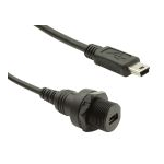 Bulgin Components PLC-PXP0025/MB/1M00/MB USB Kabelbaugruppen Miniature Plastic Rear Panel Mount Mini USB Female to Mini USB Male Cable Assembly 1m