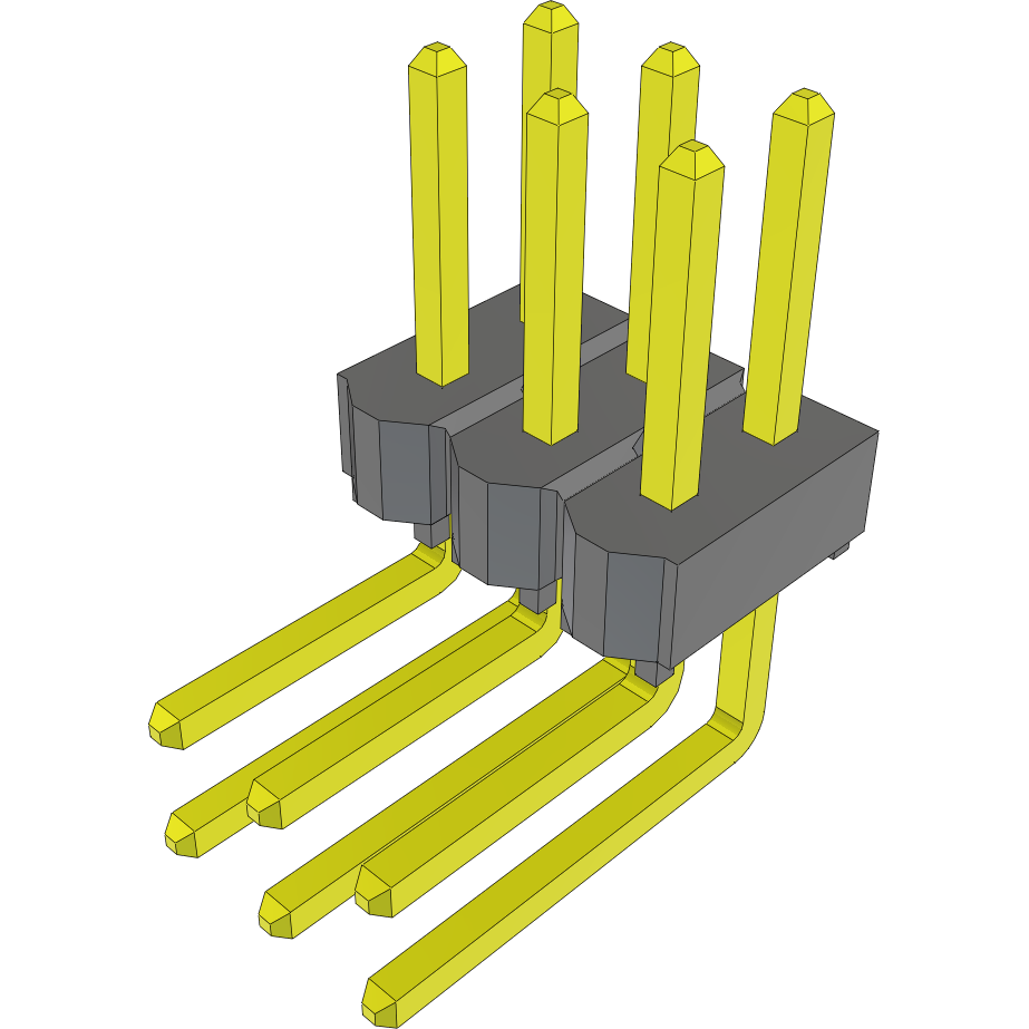 Samtec-TSW-103-22-S-D-RA Embases de raccordement et réceptacles PCB Conn Unshrouded Header HDR 6 POS 2.54mm Solder RA Side Entry Thru-Hole Bulk