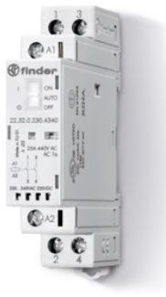 Finder-22.32.0.230.4520 Contactors Contactor 220VDC 240VAC 25A SPST-NO/SPST-NC DIN Rail Modular