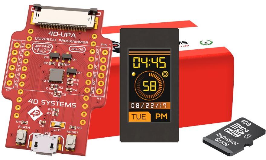 4D Systems-SK-IOD-09TH 开发套件和工具 Starter Kit for IoD-09TH with 4D-UPA Programming Adaptor, uSD-4GB Industrial