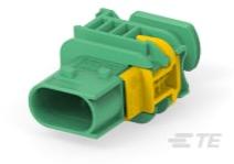 TE Connectivity-3-1703839-1 Einzeladersteckverbinder, Gehäuse Conn Housing F 2 POS 6mm Crimp ST Panel Mount Green Bulk