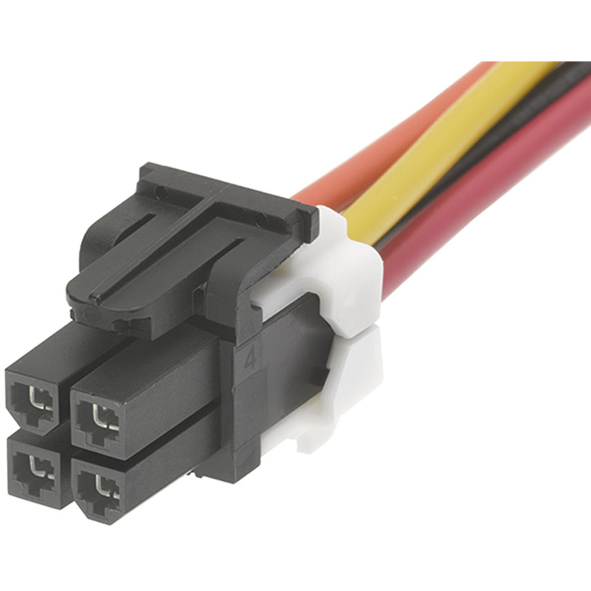 Molex-451350403 Andere Kabelbaugruppen Cable Assembly UL 1007 0.3m 16AWG Wire to Board to Wire to Board 4 to 4 POS F-F Crimp-Crimp Mini-Fit TPA2 Bag