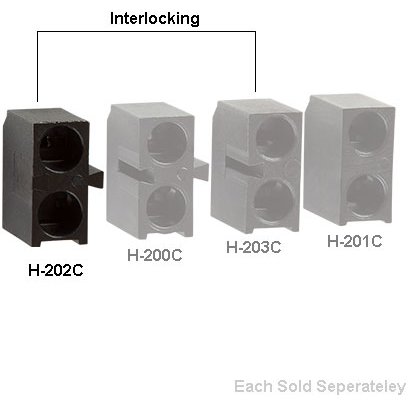 Bivar-H-202C-1 Lighting Accessories LED Holder, Right Angle, 3mm LED, 2 Level, 0.100in. / 0.300in. Center Line, Interlocking, 2 Lead, Molded Nylon, Black