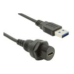 Bulgin Components PLC-PXP0025/C/1M00/A USB Kabelbaugruppen Miniature Plastic Rear Panel Mount USB C Female to USB A Male Cable Assembly 1m