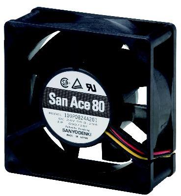 SANYO DENKI-109P0824A2011 Gebläse und Lüfter DC Fan Axial Ball Bearing 24V 12V to 26.4V 53.7CFM 45dB 80 X 80 X 32mm Sensor