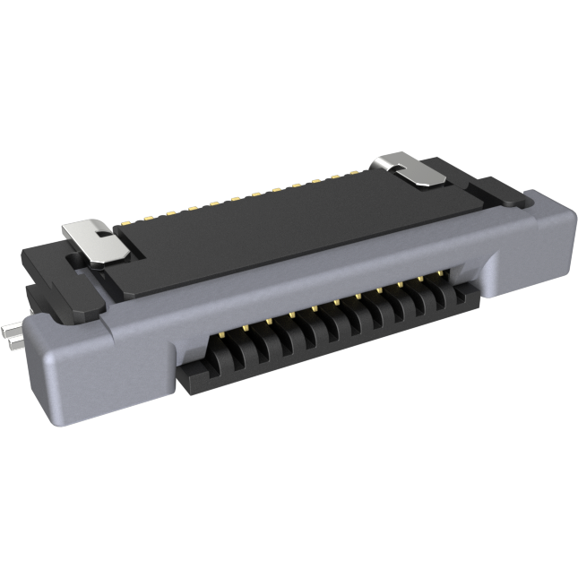 Amphenol Communications Solutions-SFV12R-3STBE1HLF FFC-FPC 连接器 0.50mm Flex Connector, SFV-R Series, 12 Position, Bottom Side Contact, Side Entry Surface Mount ZIF Connector, Halogen Free, Lead Free with Cable-Lock, Gold Flash