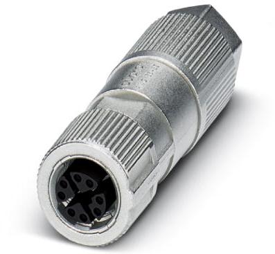 PHOENIX CONTACT-1414586 Sensor Accessories Connector, Ethernet CAT6A (10 Gbps), 8-position, halogen-free, shielded, Socket straight M12 SPEEDCON, X-coded, Insulation displacement connection, Knurl material: Zinc die-cast, nickel-plated, External cable diameter 5 mm to 9.7 mm