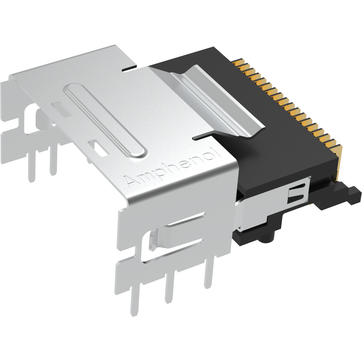Amphenol Communications Solutions-G40MR36U11AEU Steckverbinder, SCSI MINI SAS Right angle universal key shell DIP cage length 2.8mm tray package