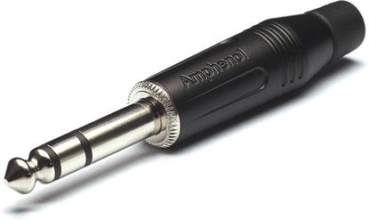 Amphenol-ACPS-GB Steckverbinder für Audio und Video Conn 1/4" Stereo Phone Plug PL 3 POS Solder ST Cable Mount 3 Terminal 1 Port