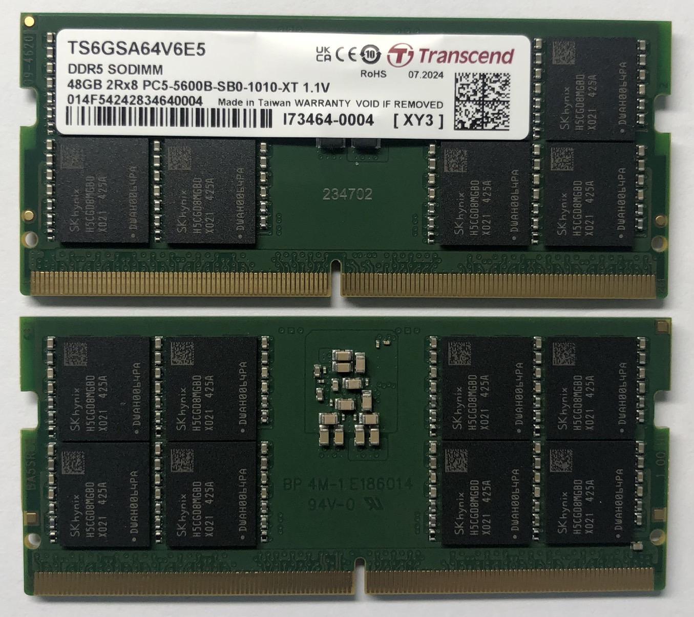 Transcend Information-TS6GSA64V6E5 Memory Modules DRAM Module DDR5 SDRAM 48Gbyte 262USODIMM Bulk