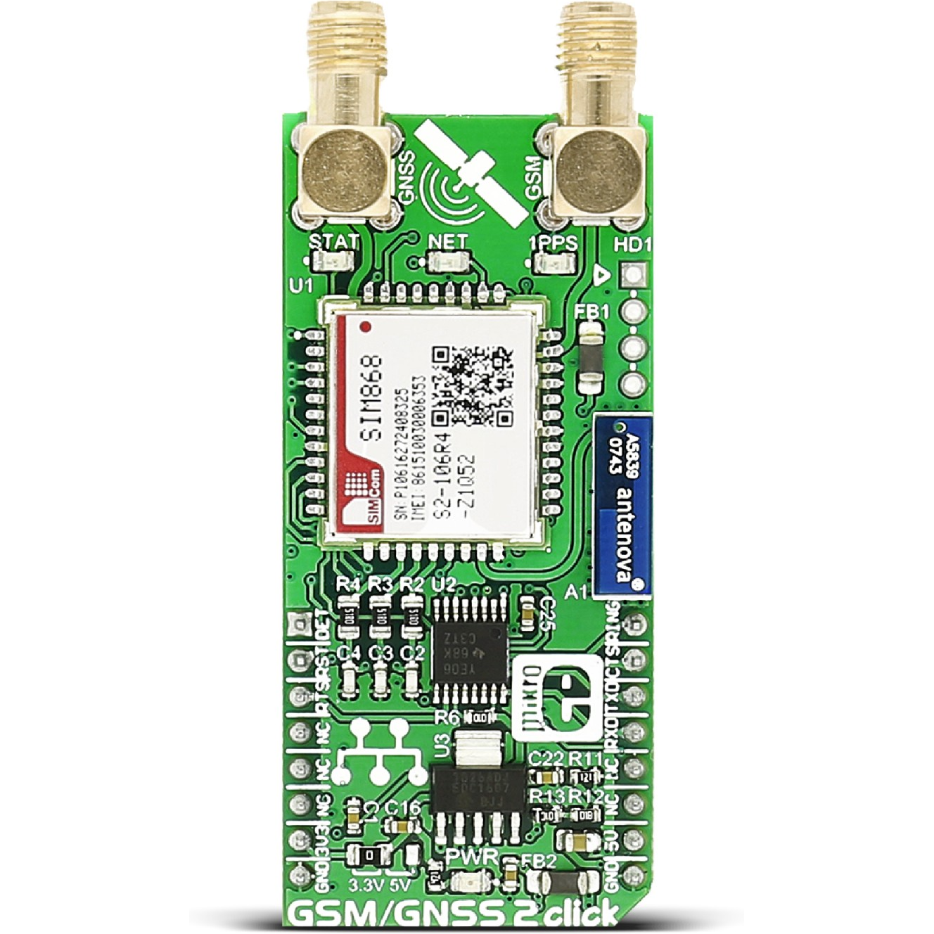 MikroElektronika-MIKROE-2440  SIM868 Cellular Module Click Board