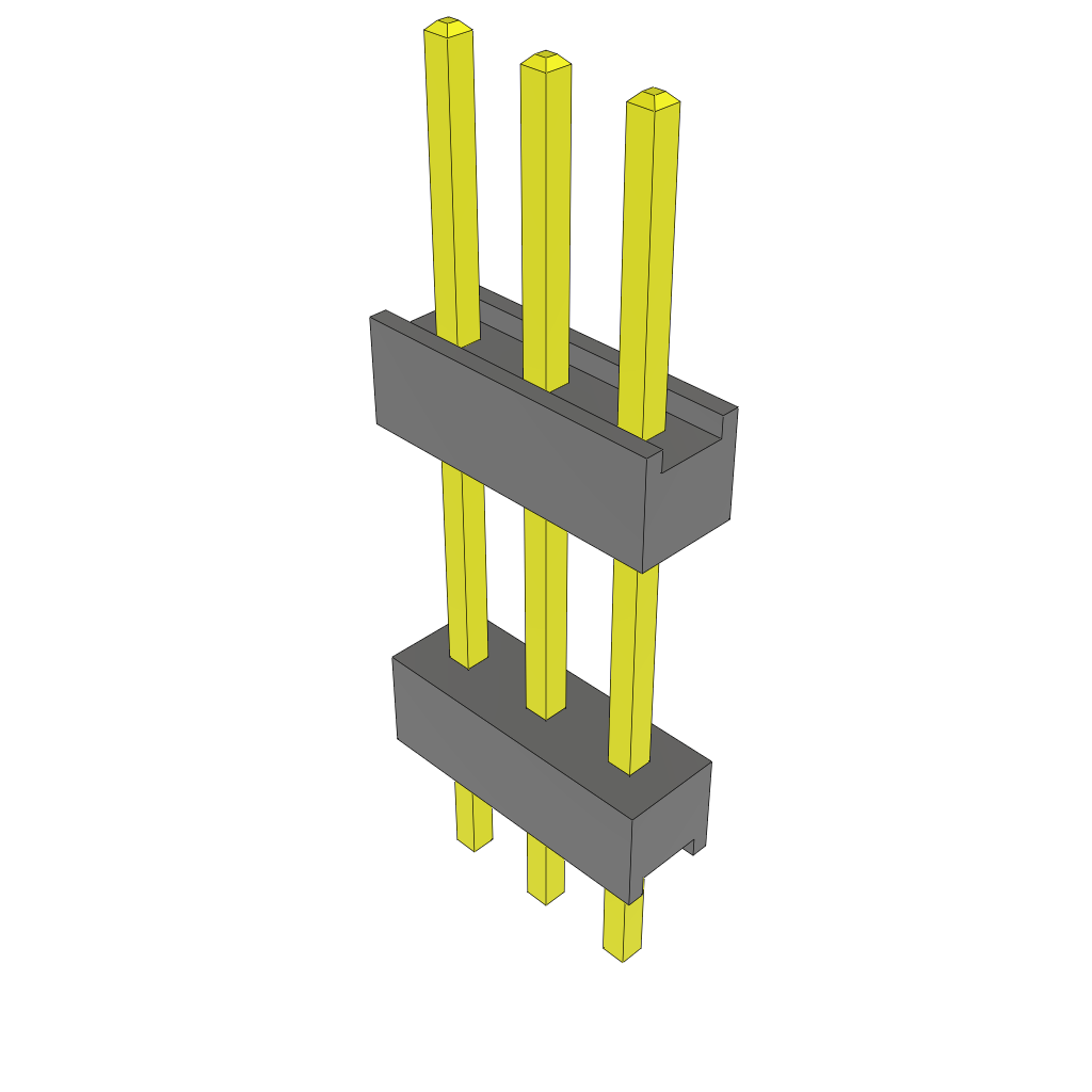 Samtec-ZW-03-10-T-S-450-140 Piastre connettori e prese PCB Conn Board Stacker HDR 3 POS 2.54mm Solder ST Thru-Hole Bulk