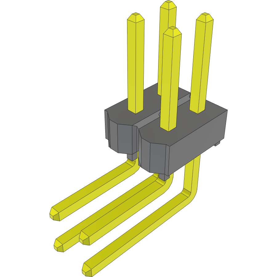 Samtec-TSW-102-22-G-D-RA Piastre connettori e prese PCB Conn Unshrouded Header HDR 4 POS 2.54mm Solder RA Side Entry Thru-Hole Bulk