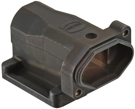HARTING-09400030953 抽缩起动适配器 Bulkhead Housing 90° 3A Shell Size Chromate Zinc Die Cast Screw Lock Han®