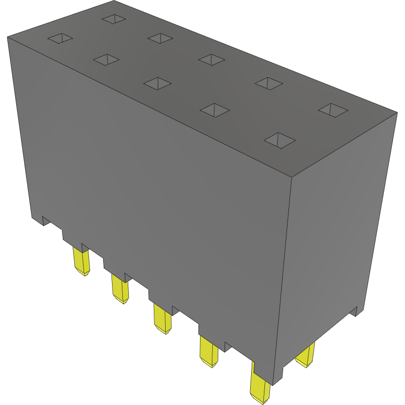 Samtec-SQW-105-01-S-D Cabezales del conector y receptáculos PCB Conn Socket Strip SKT 10 POS 2mm Solder ST Top Entry Thru-Hole Tube