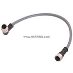 Cable Assembly Circular 0.5m 22AWG/24AWG M12 Circular to M12 Circular 5 to 5 Right Angle to Straight