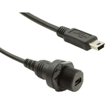 Bulgin Components PLC-PXP0025/MB/0M50/MB USB Kabelbaugruppen Miniature Plastic Rear Panel Mount Mini USB Female to Mini USB Male Cable Assembly 0.5m