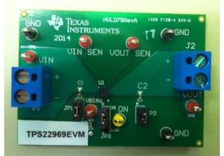 Texas Instruments-TPS22969EVM-079 Placas y kits de desarrollo de administración de potencia TPS22969 Power Switch 2.5V to 5.5V Output Evaluation Board