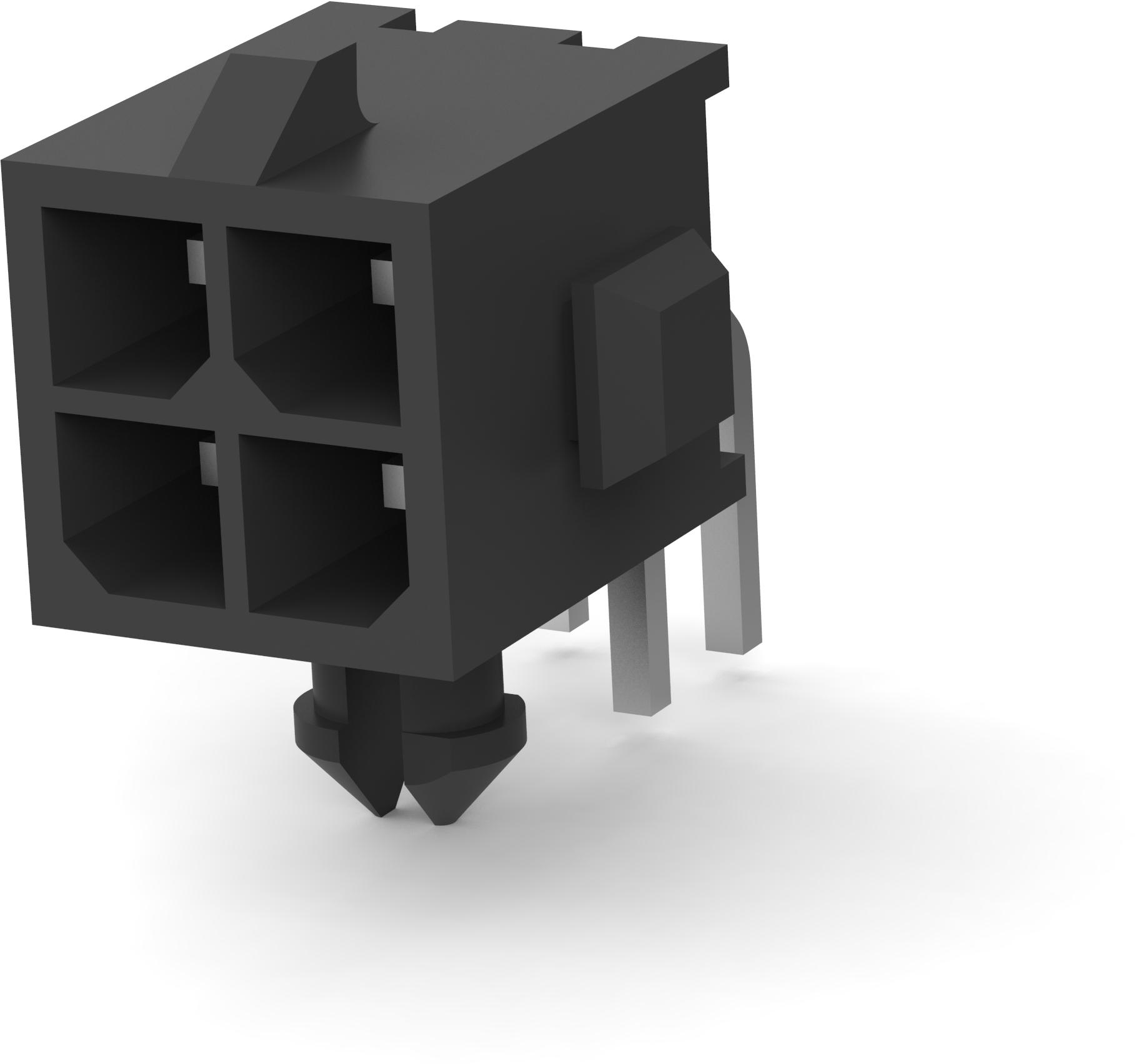 TE Connectivity-794618-4 Cabezales del conector y receptáculos PCB Conn Shrouded Header (4 Sides) HDR 4Power POS 3mm Solder RA Thru-Hole Box/Tray