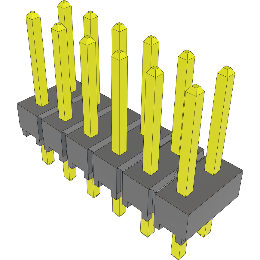 Samtec-TSW-106-24-LM-D Cabezales del conector y receptáculos PCB Conn Unshrouded Header HDR 12 POS 2.54mm Solder ST Top Entry Thru-Hole Bulk