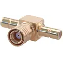HUBER+SUHNER-43_SMB-50-0-2/111_NE RF-Steckverbinder Conn SMB Adapter 0Hz to 4GHz 50Ohm T Style (2)F/M Gold Over Nickel Single