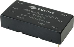 CUI Inc-PQA50-D48-S5-D Convertisseur CC en CC et module de régulateur de commutation Module DC-DC 48VIN 1-OUT 5V 10A 50W 6-Pin DIP