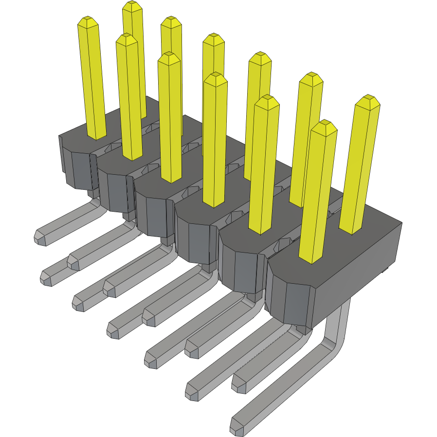 Samtec-HTSW-106-08-L-D-RA Steckverbinderleisten und Leiterplattenbuchsen Conn Unshrouded Header HDR 12 POS 2.54mm Solder RA Side Entry Thru-Hole Bulk