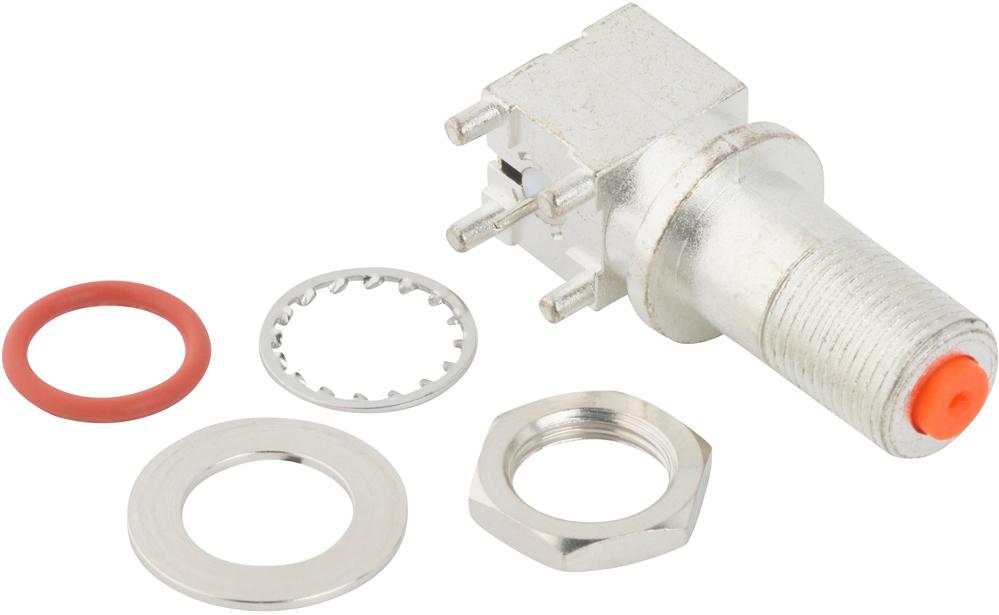 Amphenol RF-531-40165 RF-Steckverbinder Conn Type F 0Hz to 2.15GHz 75Ohm Solder RA Thru-Hole RCP Tin Bag