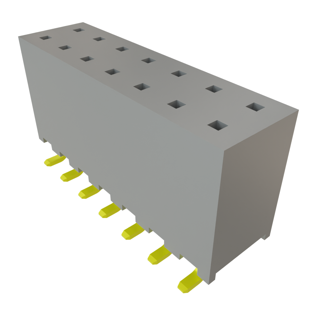 Samtec-SQW-107-01-L-D-VS-LC 连接器插头及 PCB 插座 Conn Socket Strip SKT 14 POS 2mm Solder ST Top Entry SMD FleXYZ™ Tube
